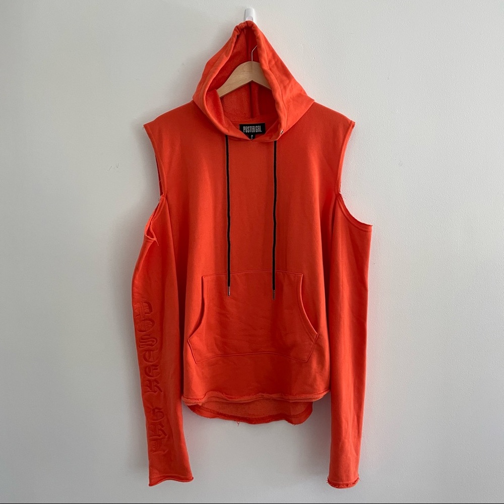 RARE Dolls Kill Poster Grl Oversize Cut Out Hoodie - Orange, Small